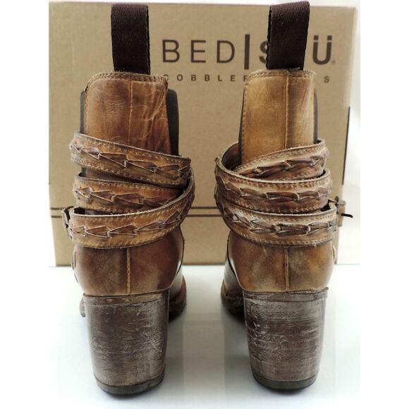 Bed Stu Lorn Belted Western Harness Ankle Heel Boots Leather Tan Rustic Size 6.5 - Picture 7 of 8